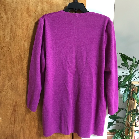 Vintage Hand Painted Pink Knit Sweater Cardigan Long Sleeve Ginkgo Leaves Unique - Picture 4 of 4